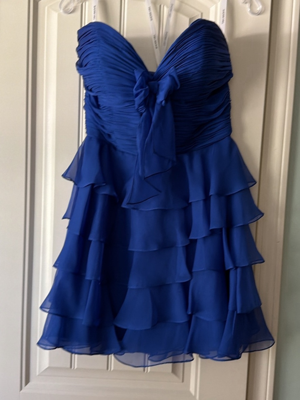 Sherri Hill Royal Blue Strapless Ruffle Cocktail Dress